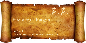 Pozsonyi Pongor névjegykártya
